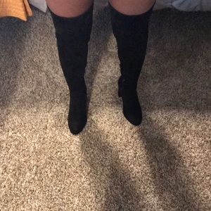 Black thigh high boots